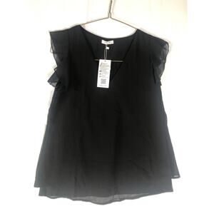 Alice CO Women's Summer V Neck Cap Sleeve Chiffon Casual Flowy Blouse Top Sz S